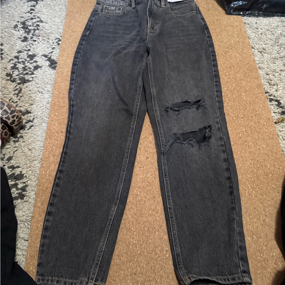 Topshop Distressed Black mom Jeans